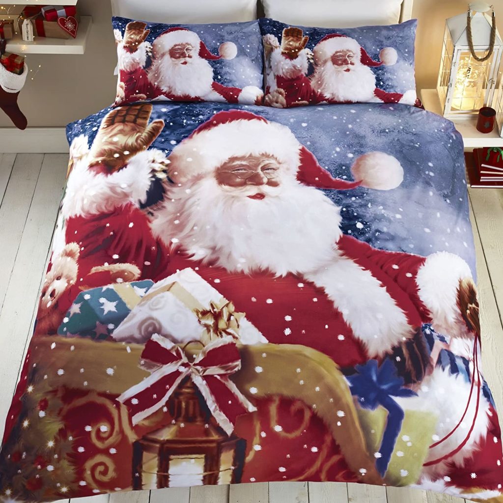 Father Christmas Duvet Quilt Cover Set Single Double King Size Reversible New