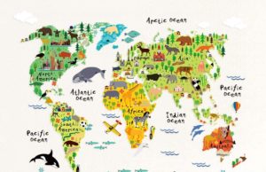 Cute animal print map