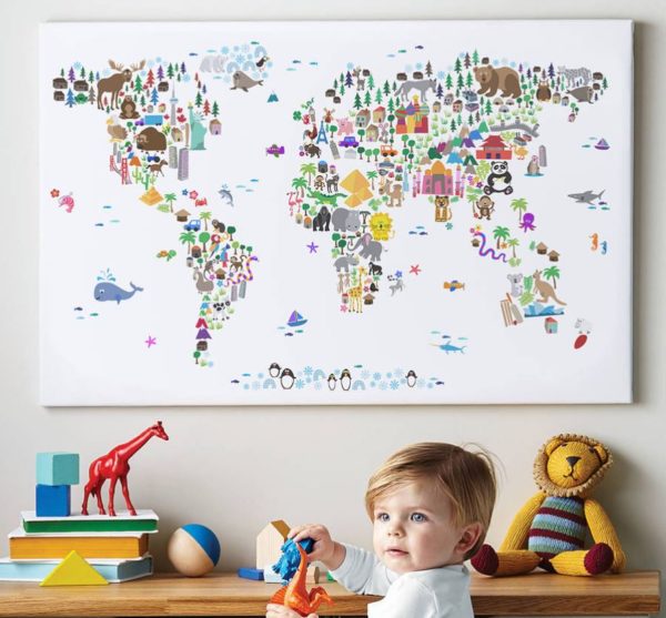 Animal World Map Print